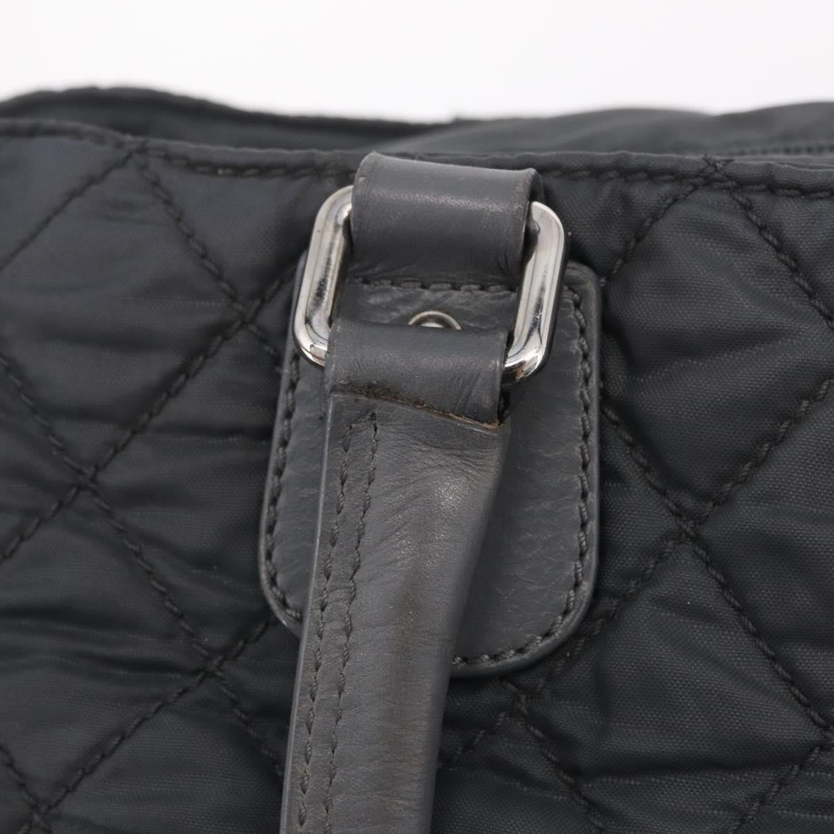Chanel Vintage Cc Quilted Nylon Gray Nylon Tote Bag Bag (Pre-Owned)