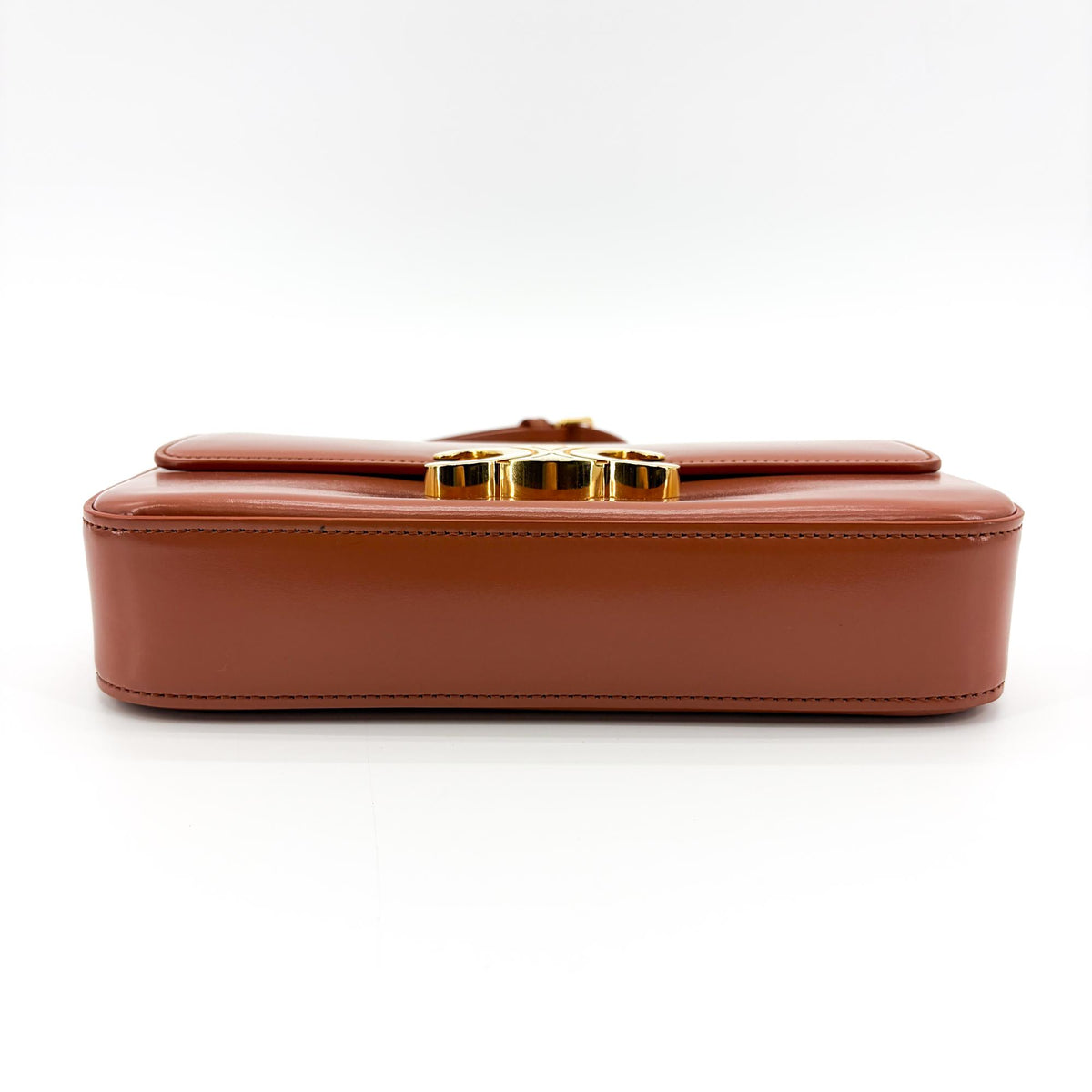 Celine Triomphe East-West Smooth Calfskin Brown Leather Shoulder Bag Bag (Pre-Owned)