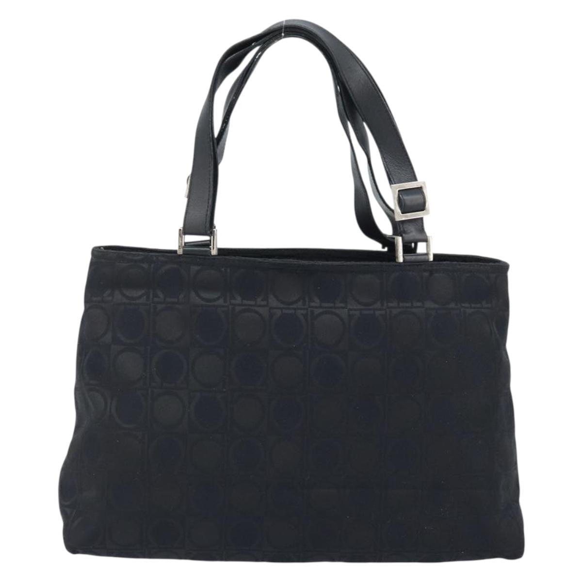 Salvatore Ferragamo Gancini Tote Gancini Canvas Black Nylon Tote Bag Bag (Pre-Owned)