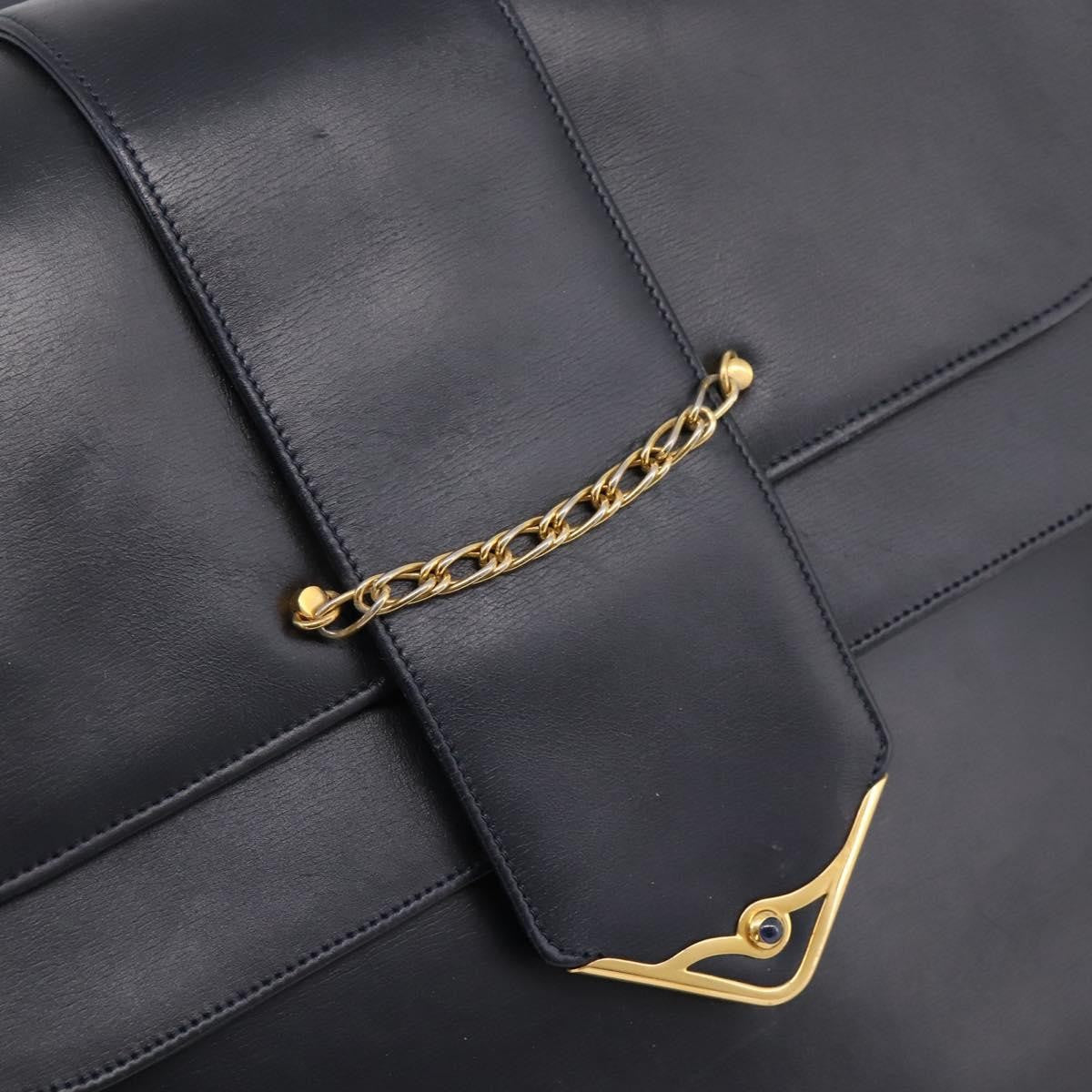 Cartier Sapphire Line Leather Black Leather Shoulder Bag Bag (Pre-Owned)