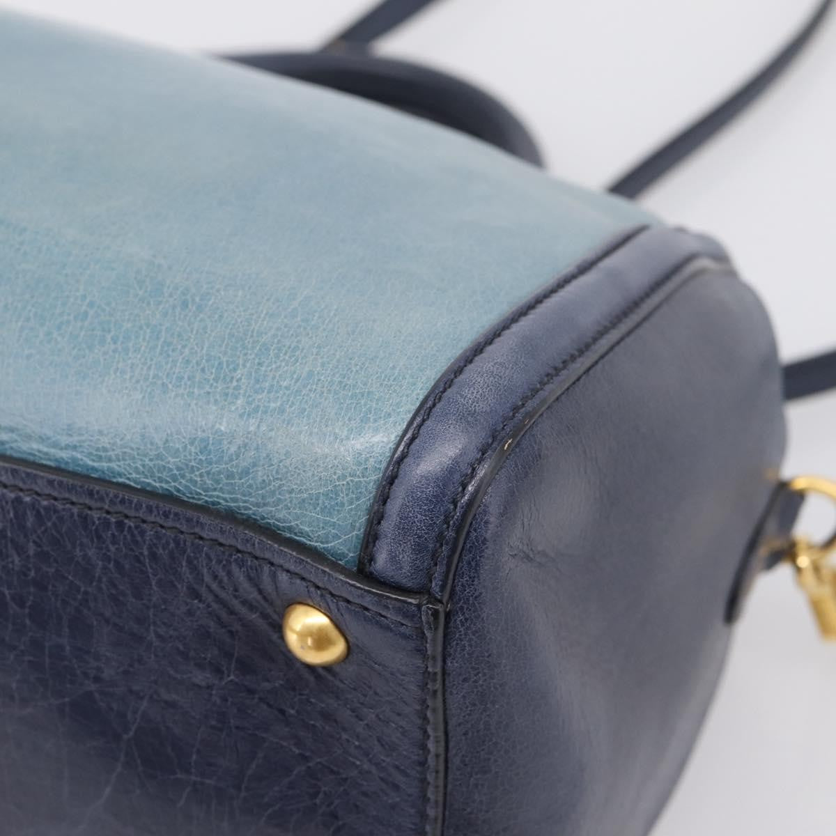 Miu Miu Beau Top Handle Leather Navy Leather Handbag (Pre-Owned)