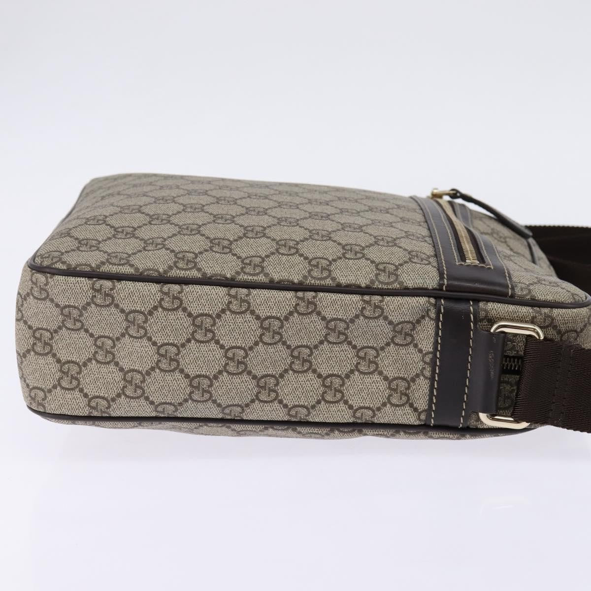 Gucci Front Zip Messenger Gg Coated Canvas Beige Canvas Crossbody Bag Bag (Pre-Owned)