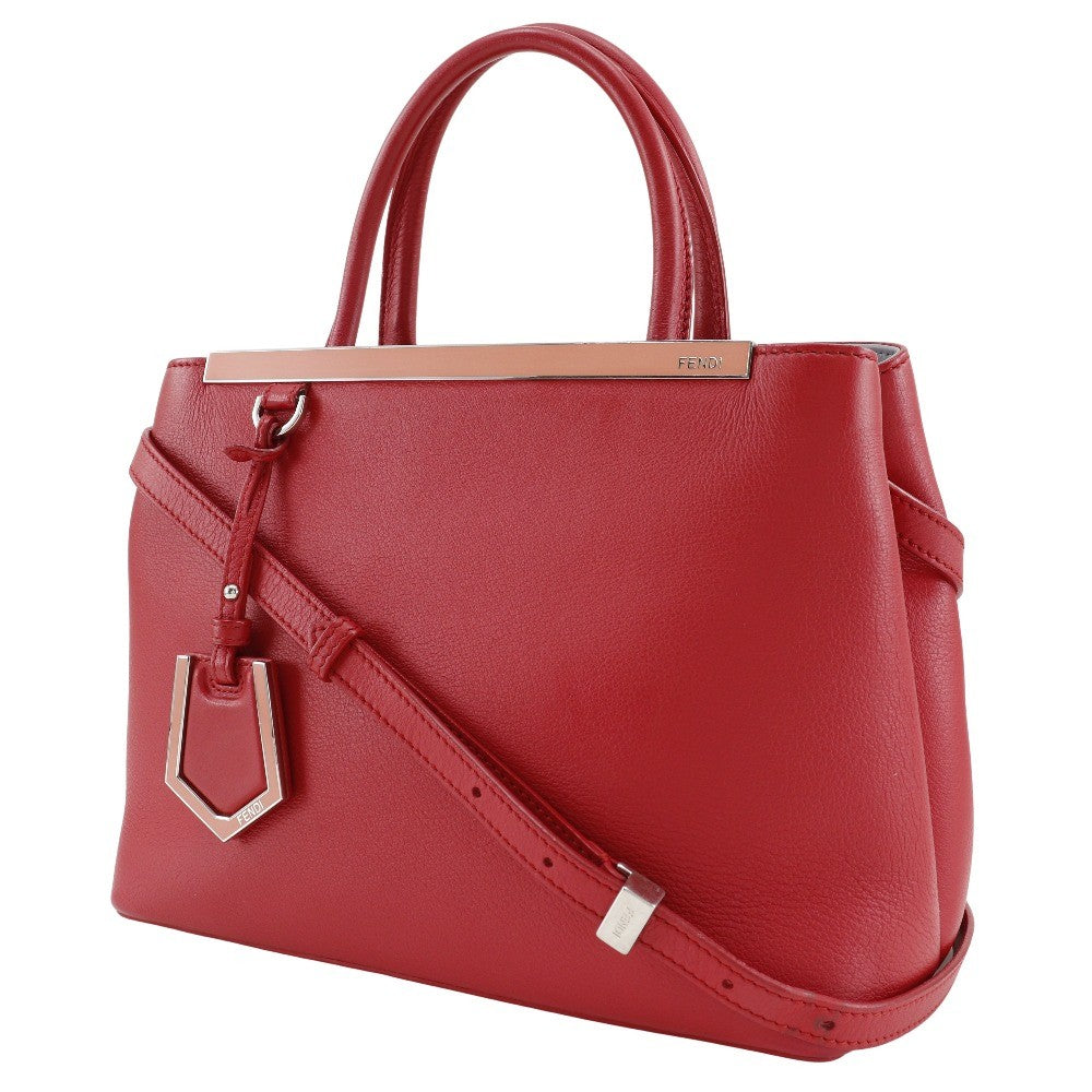 Fendi 2Jours Leather Red Calfskin Tote Bag Bag (Pre-Owned)