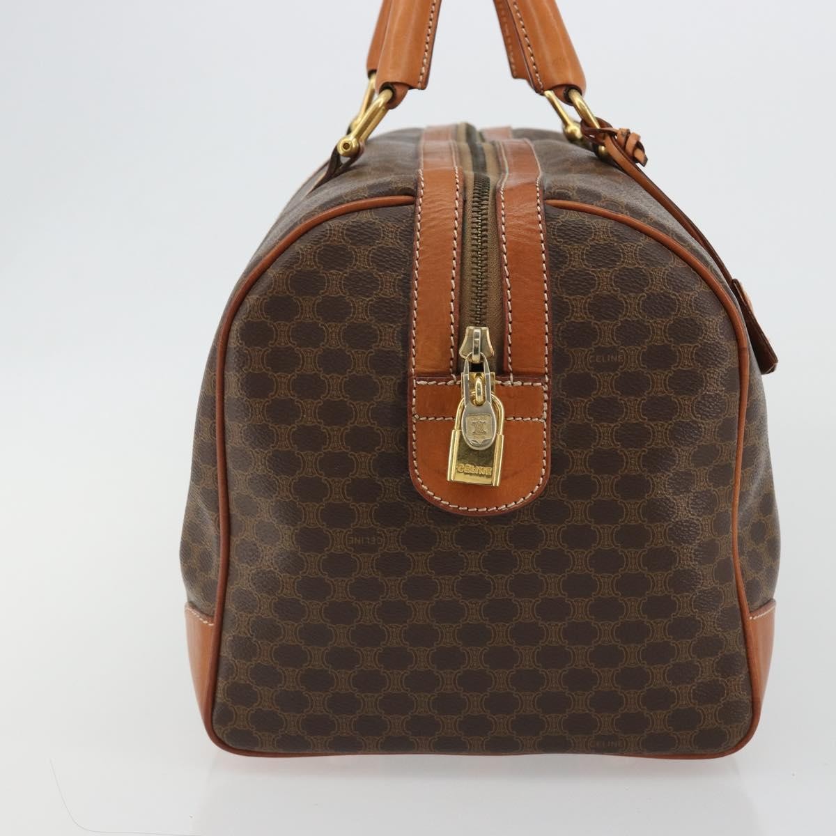 Celine Vintage Duffle Macadam Coated Canvas Brown Canvas Handbag (Pre-Owned)