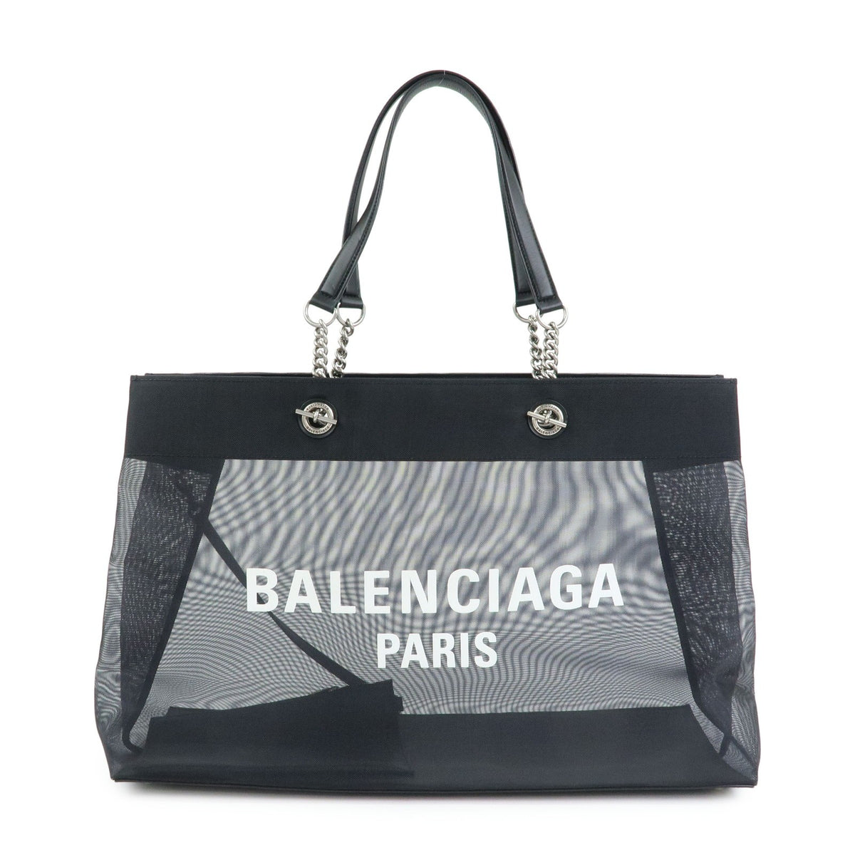 Balenciaga Duty Free Mesh With Leather Black Mesh Tote Bag Bag (Pre-Owned)