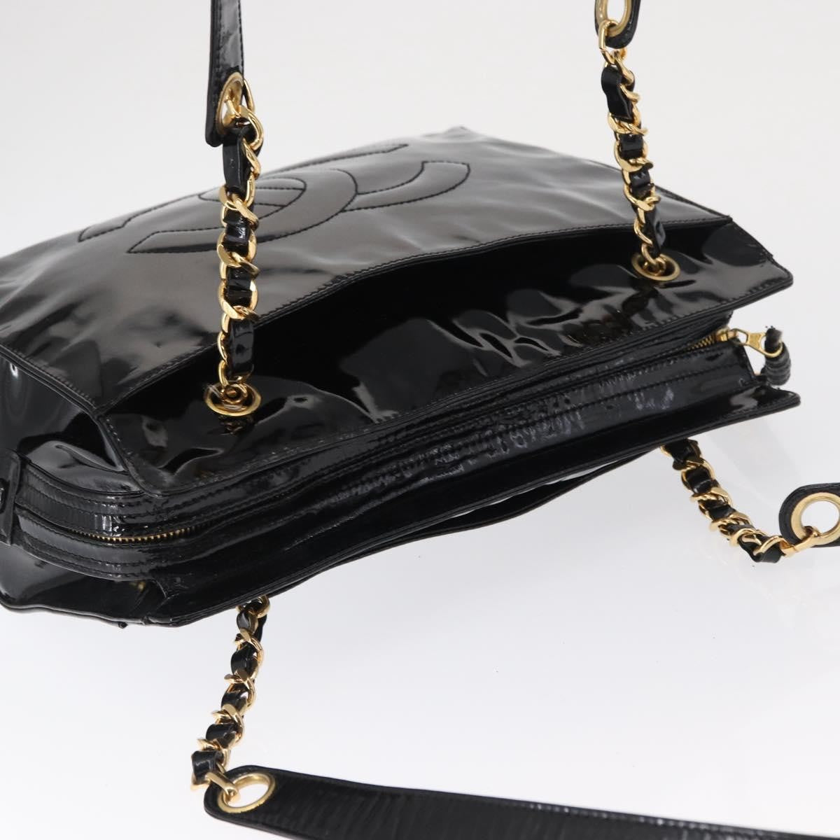 Chanel Vintage Timeless Chain Patent Black Patent_Leather Shoulder Bag Bag (Pre-Owned)