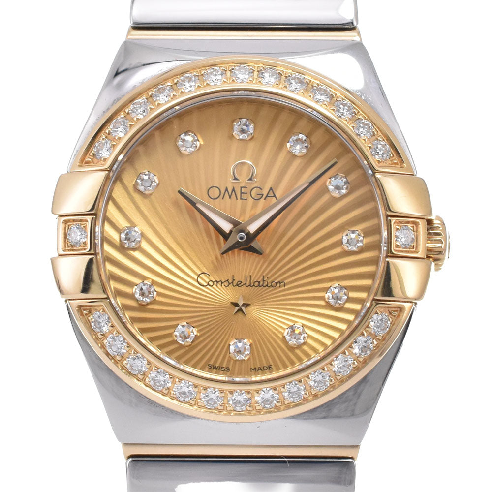 Omega Constellation Quartz Stainless Steel And Yellow Gold With Diamond Bezel And Markers And Mother Of Pearl Watch (Pre-Owned)