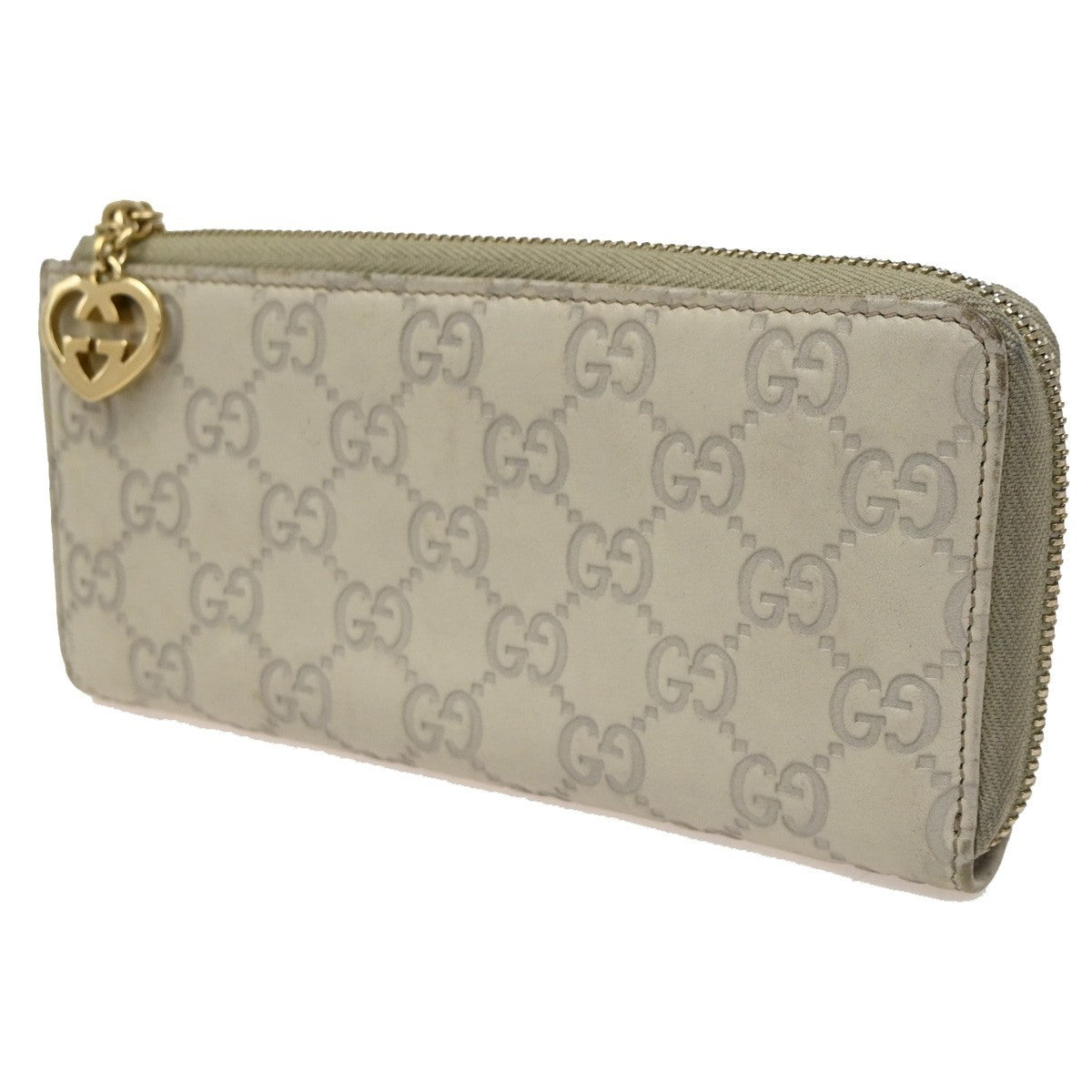 Gucci Interlocking G Zip Around Wallet (Outlet) Leather Beige Leather Wallets Accessory (Pre-Owned)
