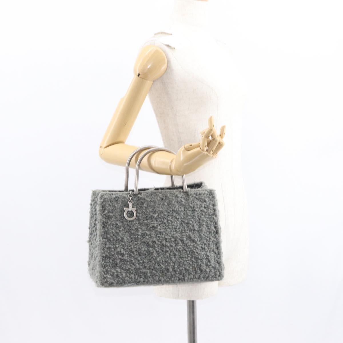 Salvatore Ferragamo Gancini Wool Gray Wool Handbag (Pre-Owned)