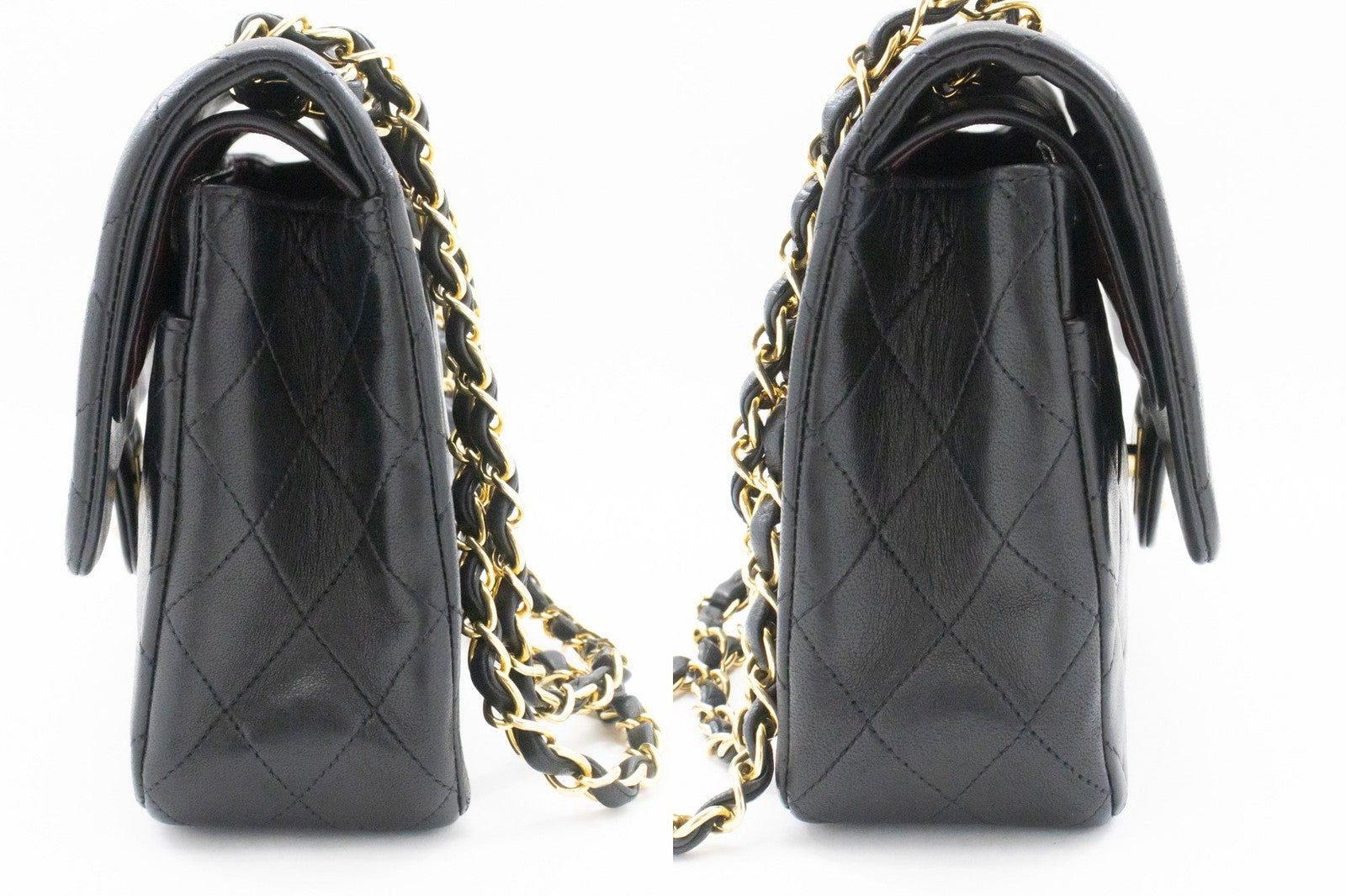 Chanel Classic Flap Lambskin Black Leather Crossbody Bag Bag (Pre-Owned)