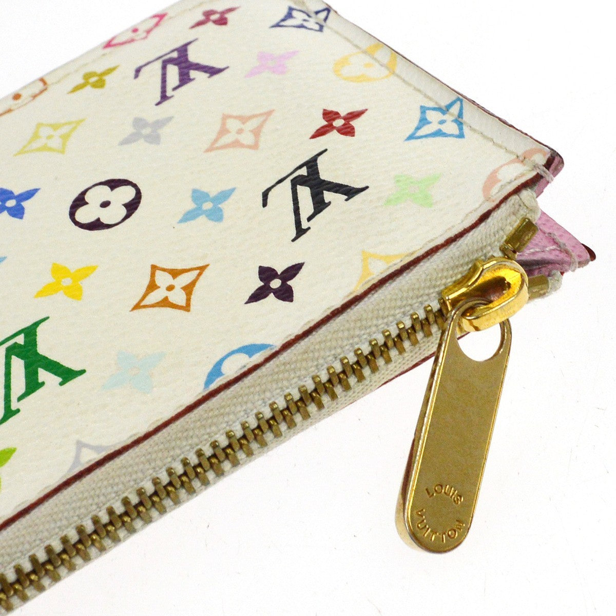 Louis Vuitton Pochette Clés Nm Monogram Multicolor Canvas White Calfskin Wallets Accessory (Pre-Owned)