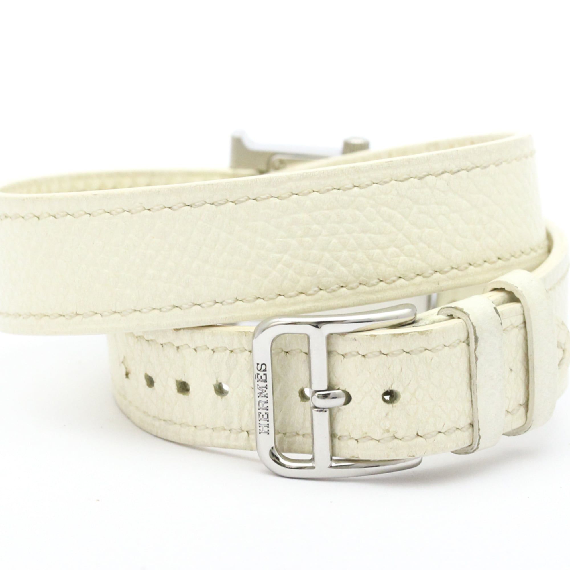 Hermes Heure H Double Tour Quartz Stainless Steel And Leather Watch (Pre-Owned)