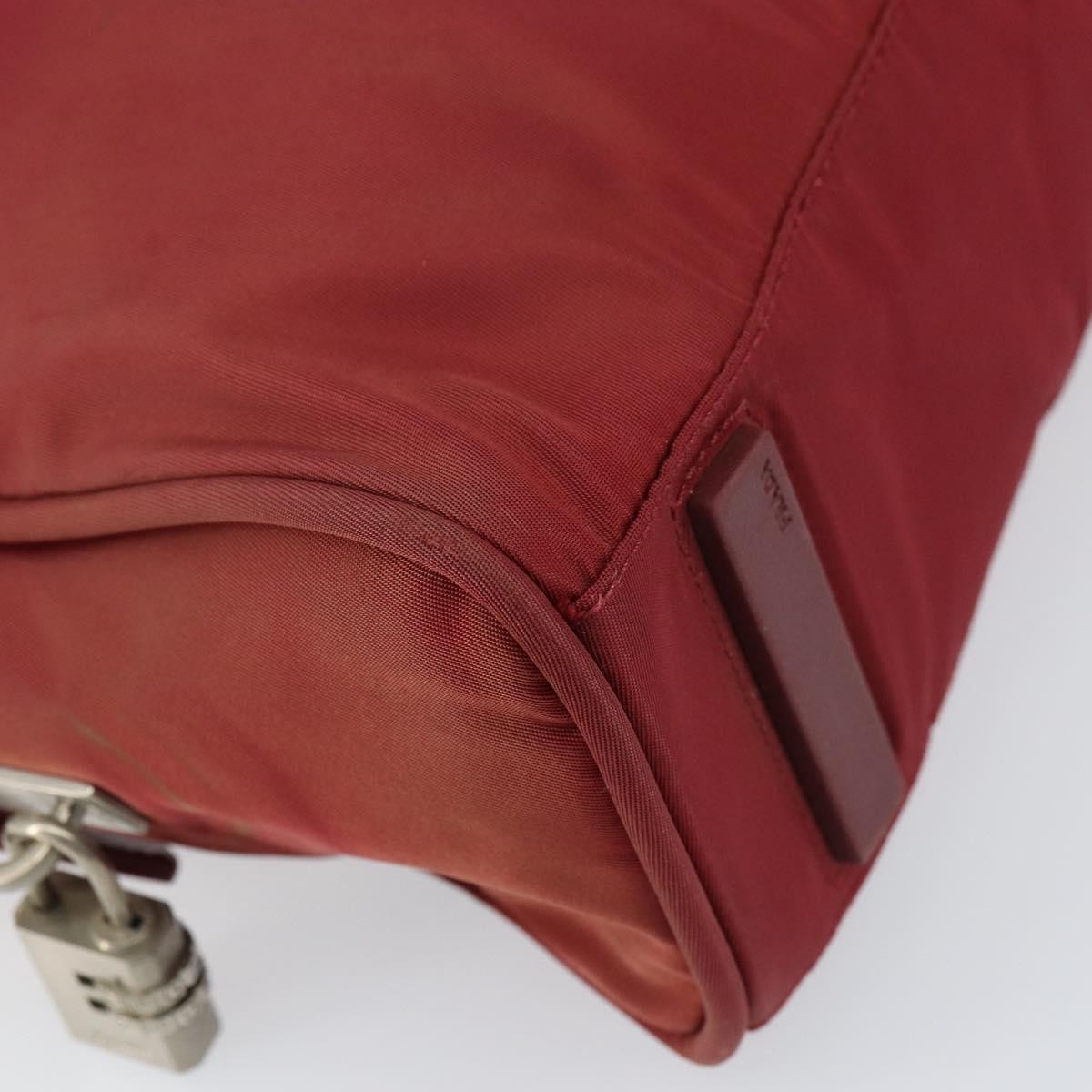Prada Zip Around Tote Tessuto Red Nylon Shoulder Bag Bag (Pre-Owned)