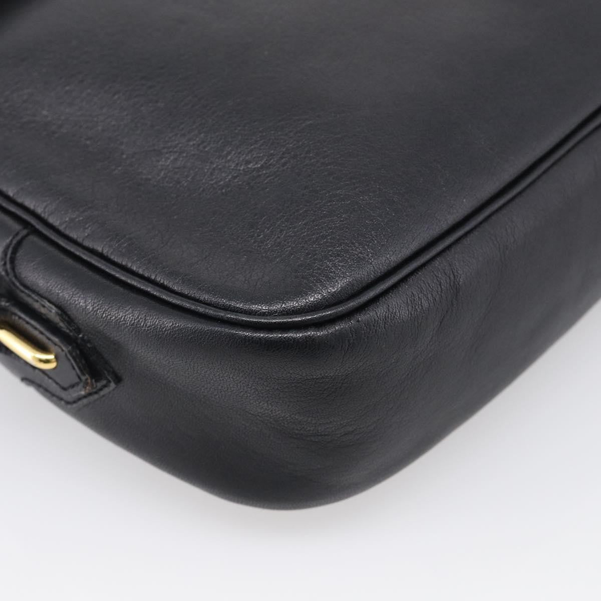 Saint Laurent Vintage Shoulder Bag Leather Black Leather Shoulder Bag Bag (Pre-Owned)