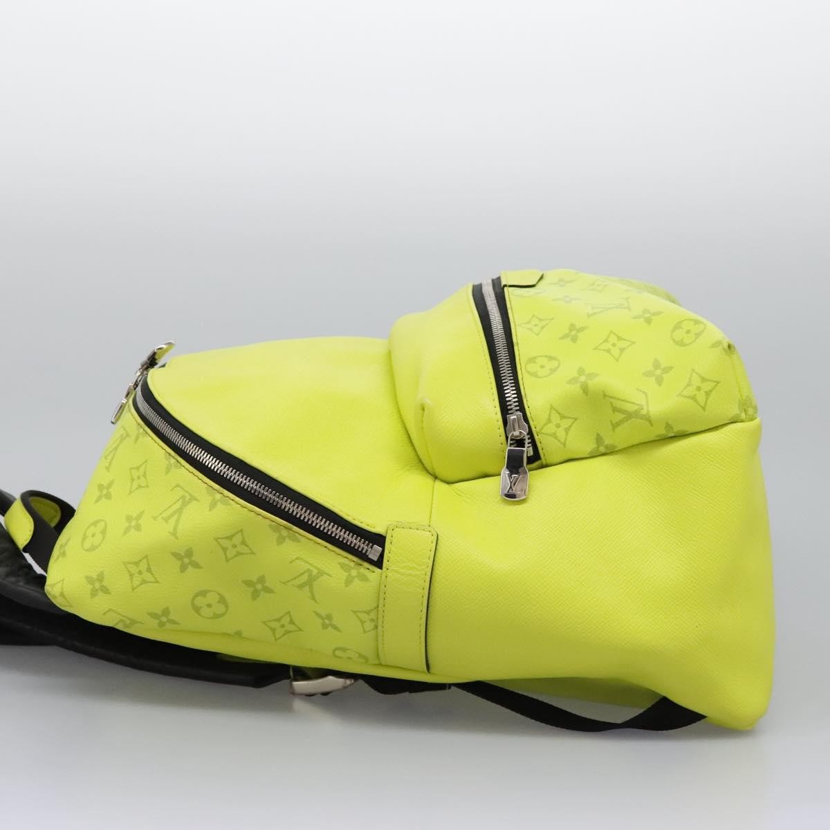 Louis Vuitton Discovery Monogram Taigarama Yellow Leather Backpack Bag (Pre-Owned)