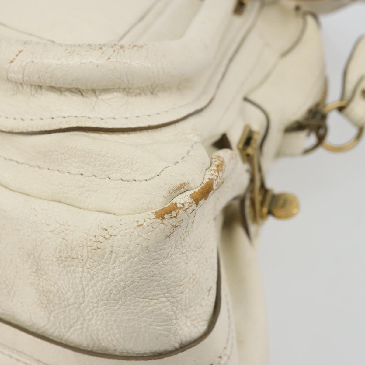 Chloe Paraty Top Handle Leather White Leather Handbag (Pre-Owned)