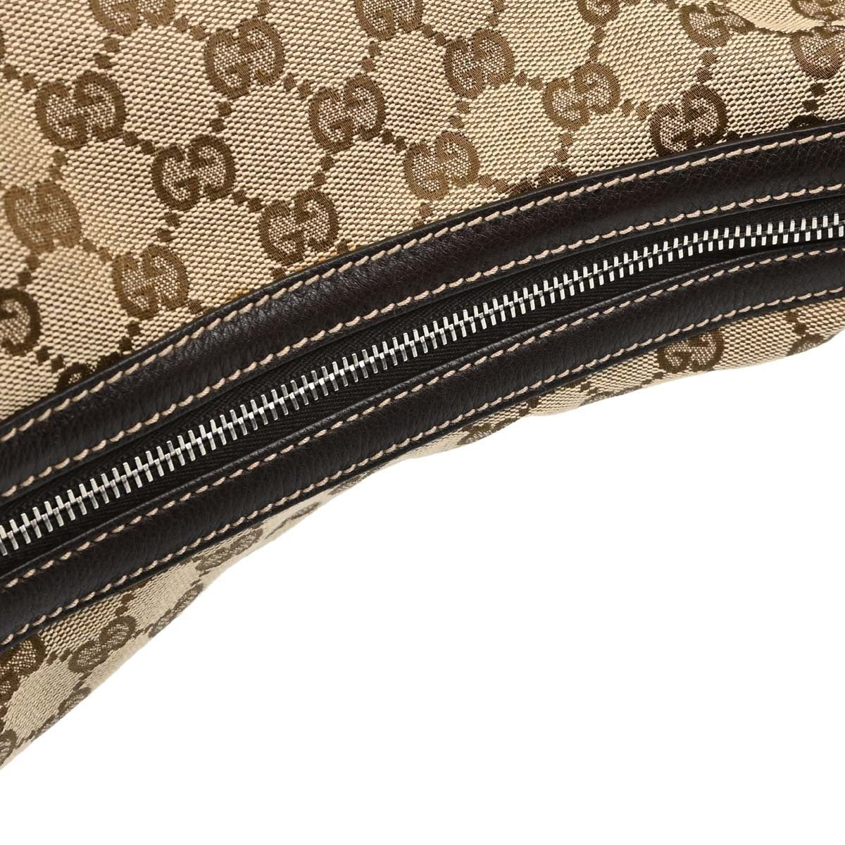 Gucci Horsebit Hobo Gg Canvas Beige Canvas Shoulder Bag Bag (Pre-Owned)