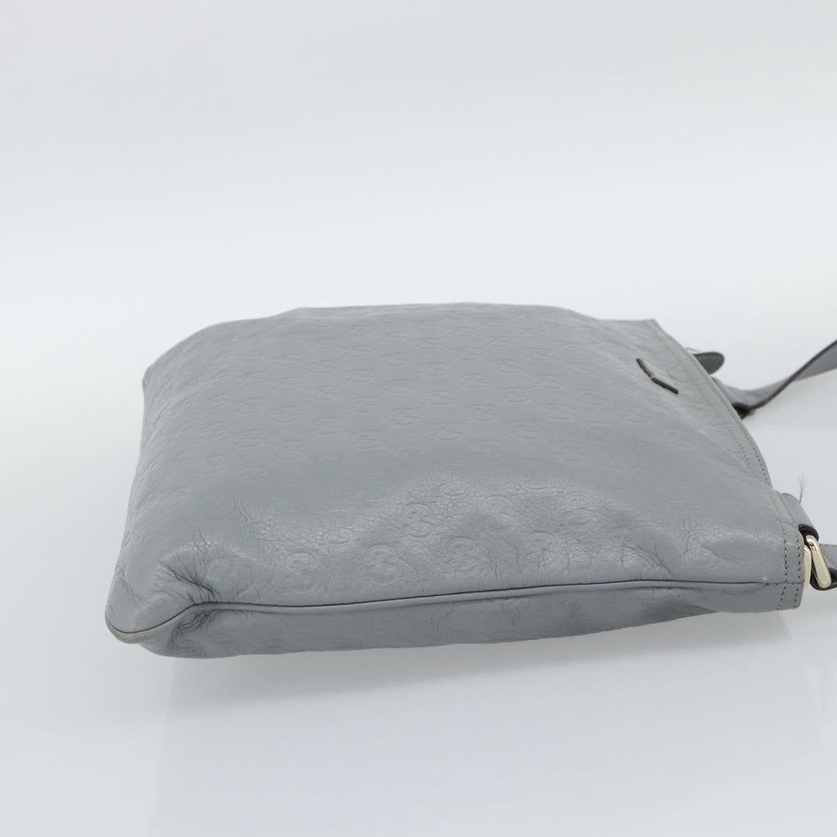 Gucci Zip Top Messenger Guccissima Leather Gray Canvas Shoulder Bag Bag (Pre-Owned)