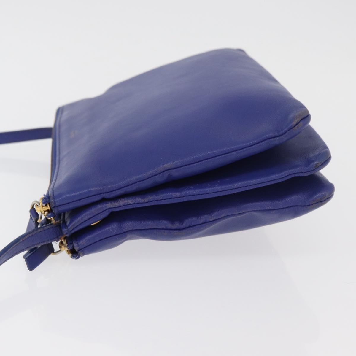 Celine Trio Leather Blue Leather Shoulder Bag Bag (Pre-Owned)