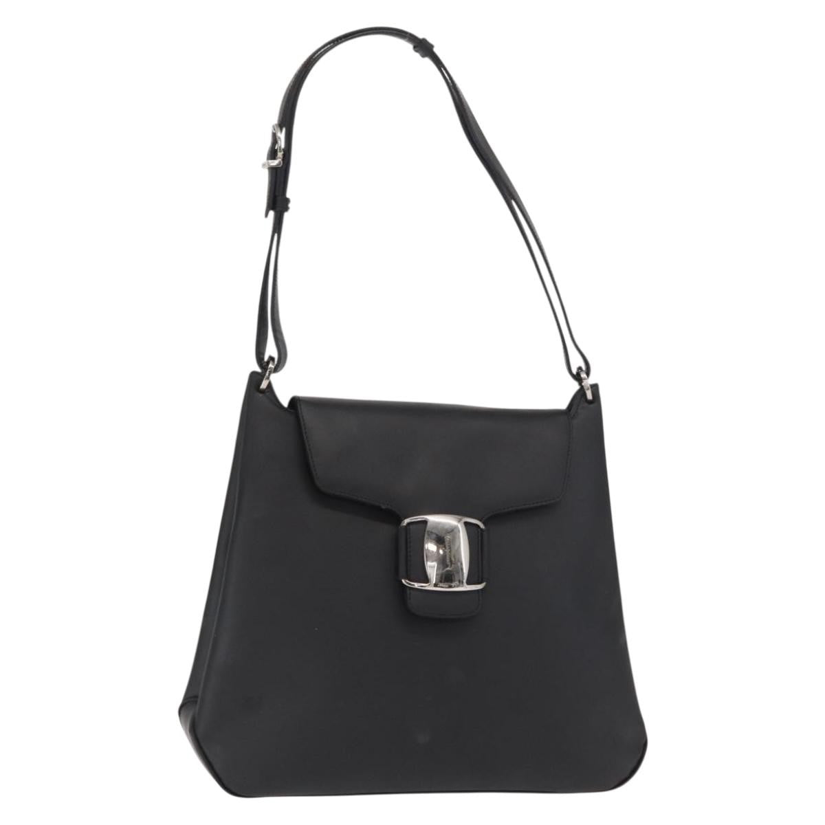 Salvatore Ferragamo Vala Leather Black Leather Shoulder Bag Bag (Pre-Owned)