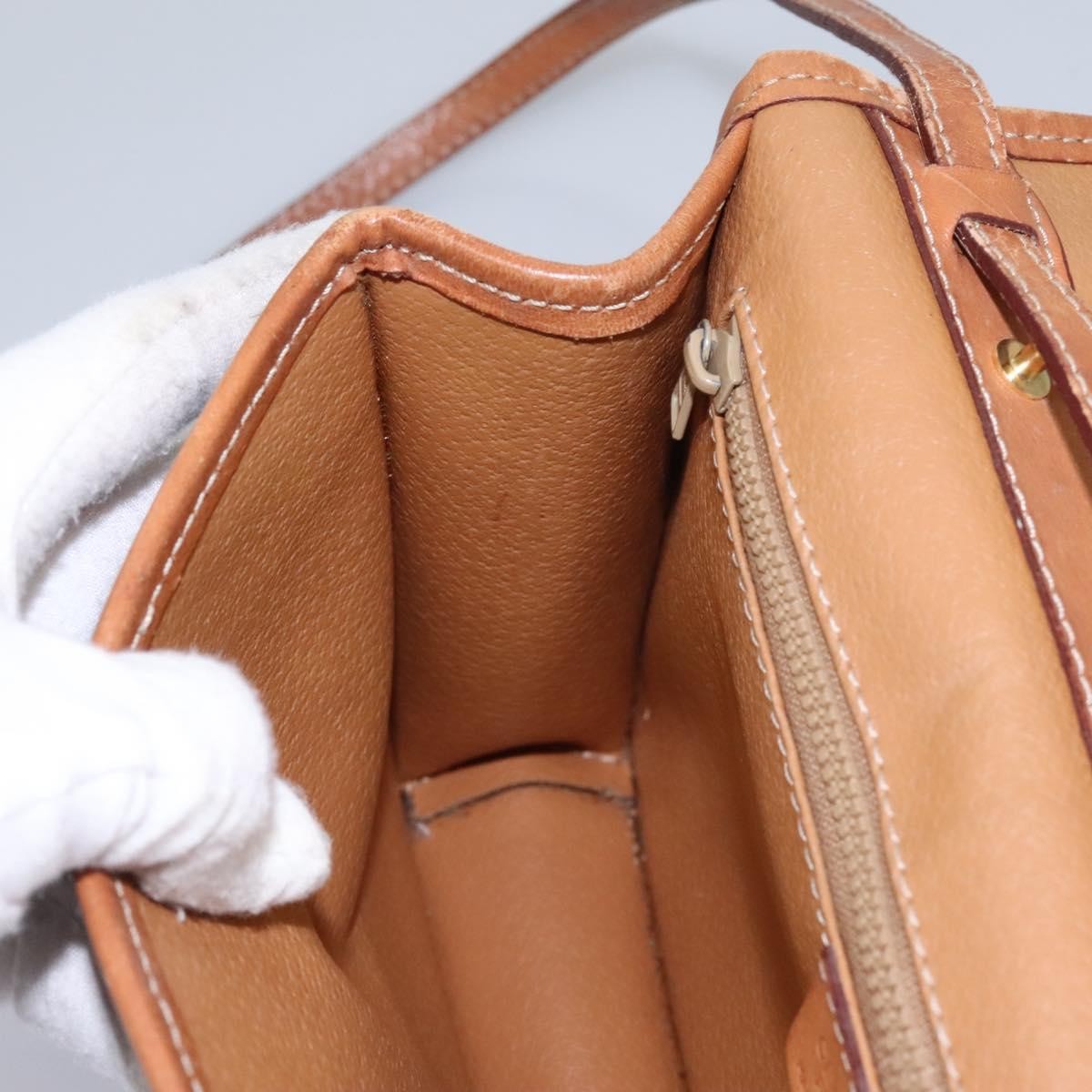 Celine Vintage Macadam Circle Logo Canvas And Leather Brown Canvas Shoulder Bag Bag (Pre-Owned)
