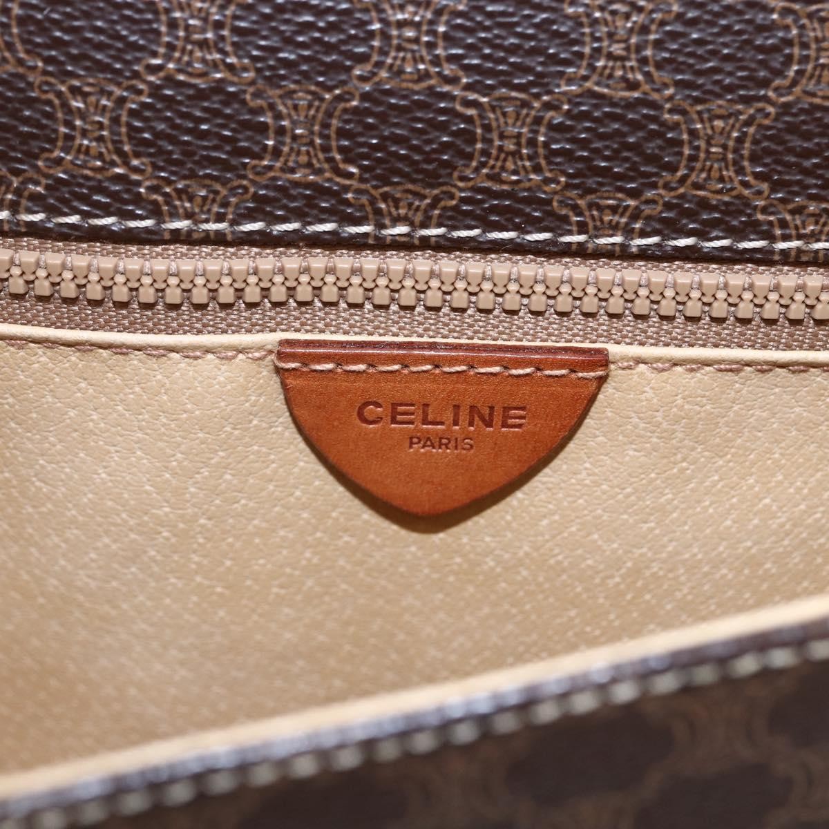 Celine Vintage Macadam Canvas And Leather Brown Canvas Shoulder Bag Bag (Pre-Owned)