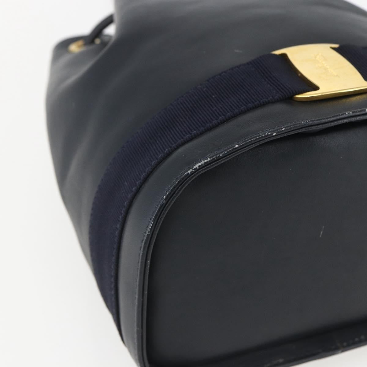 Salvatore Ferragamo Vala Leather Navy Leather Backpack Bag (Pre-Owned)