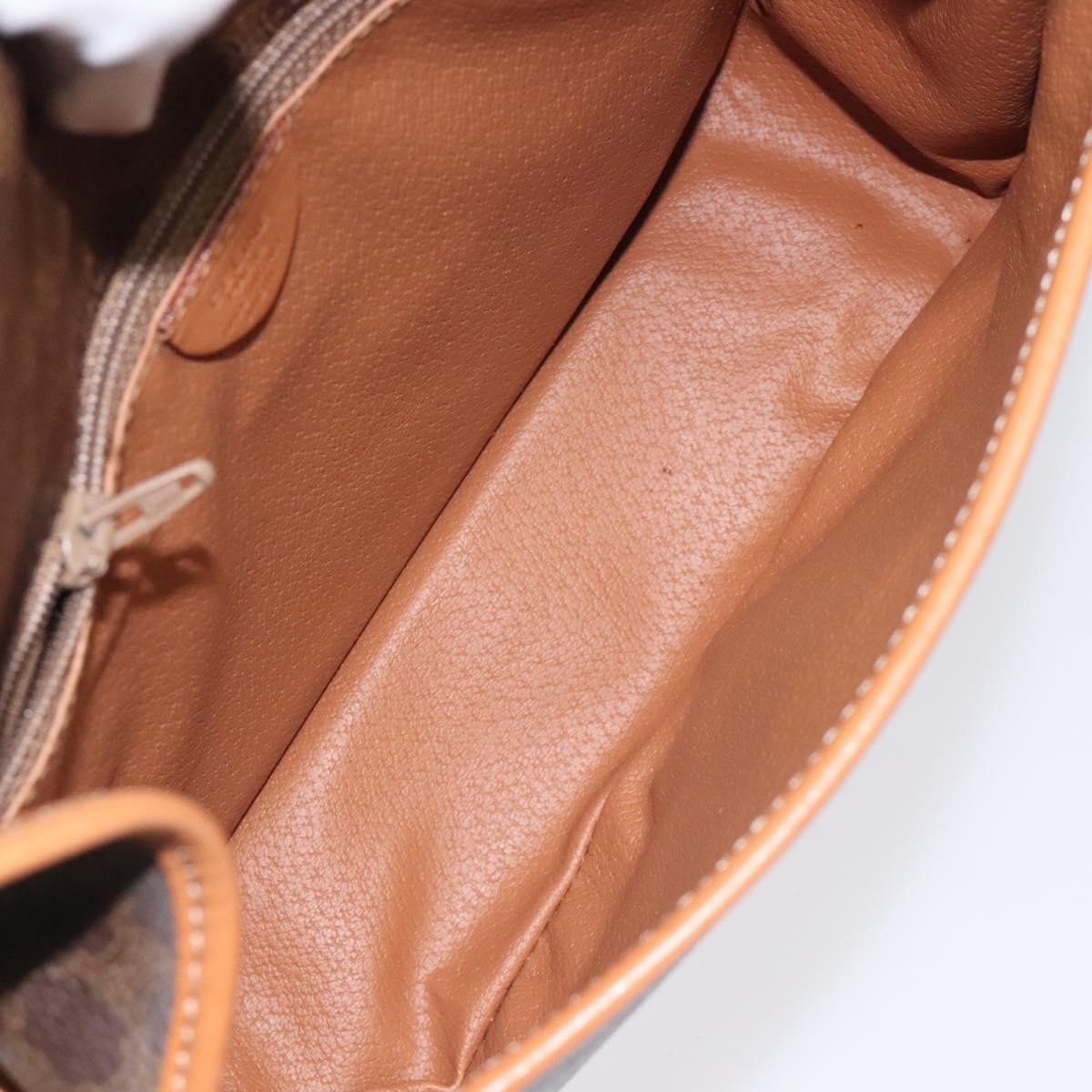 Celine Vintage Macadam Circle Logo Canvas And Leather Brown Canvas Shoulder Bag Bag (Pre-Owned)