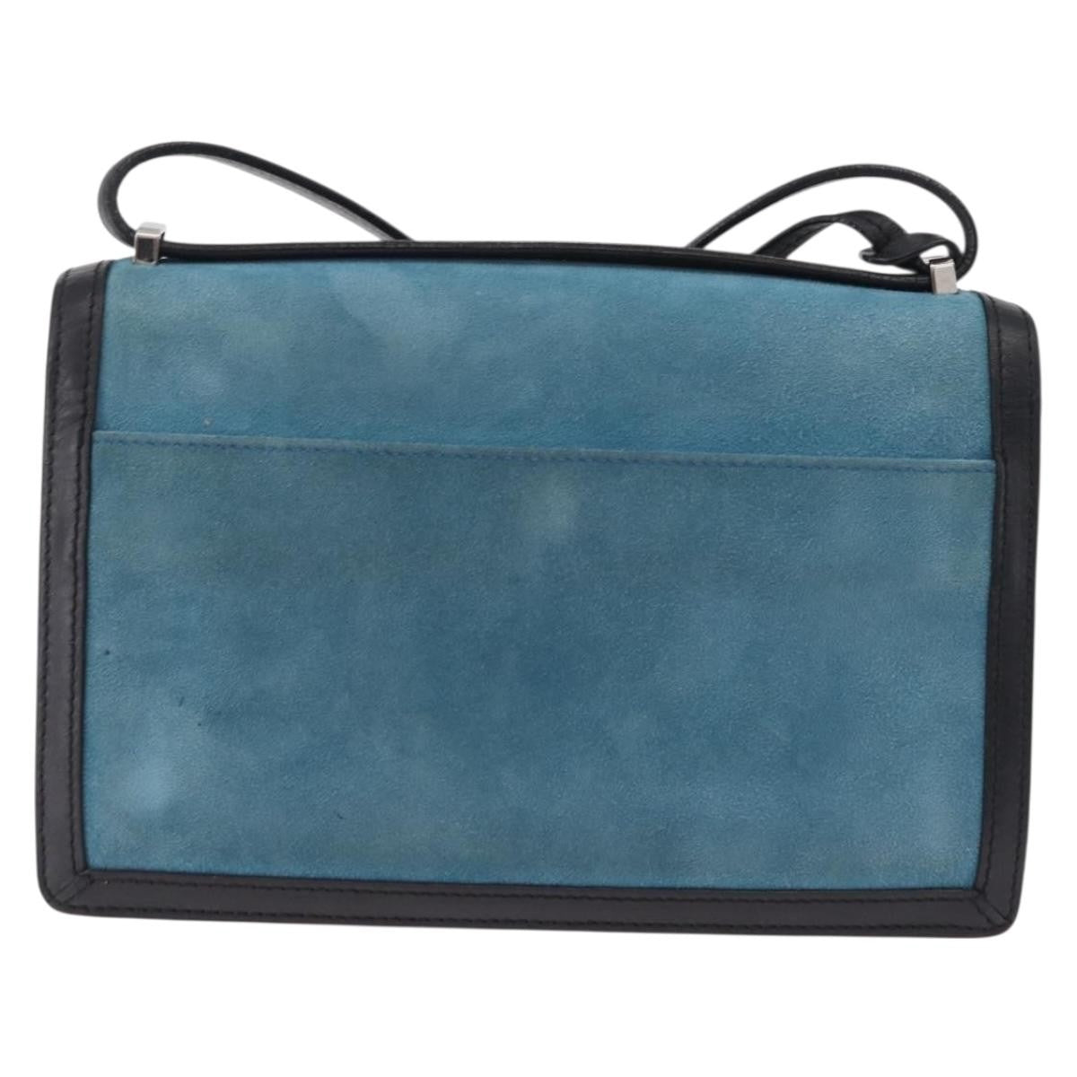 Loewe Barcelona Suede With Leather Blue Suede Shoulder Bag Bag (Pre-Owned)