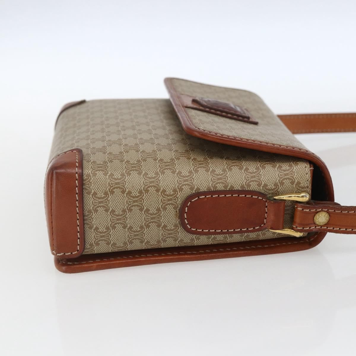Celine Vintage Macadam Canvas And Leather Beige Canvas Shoulder Bag Bag (Pre-Owned)