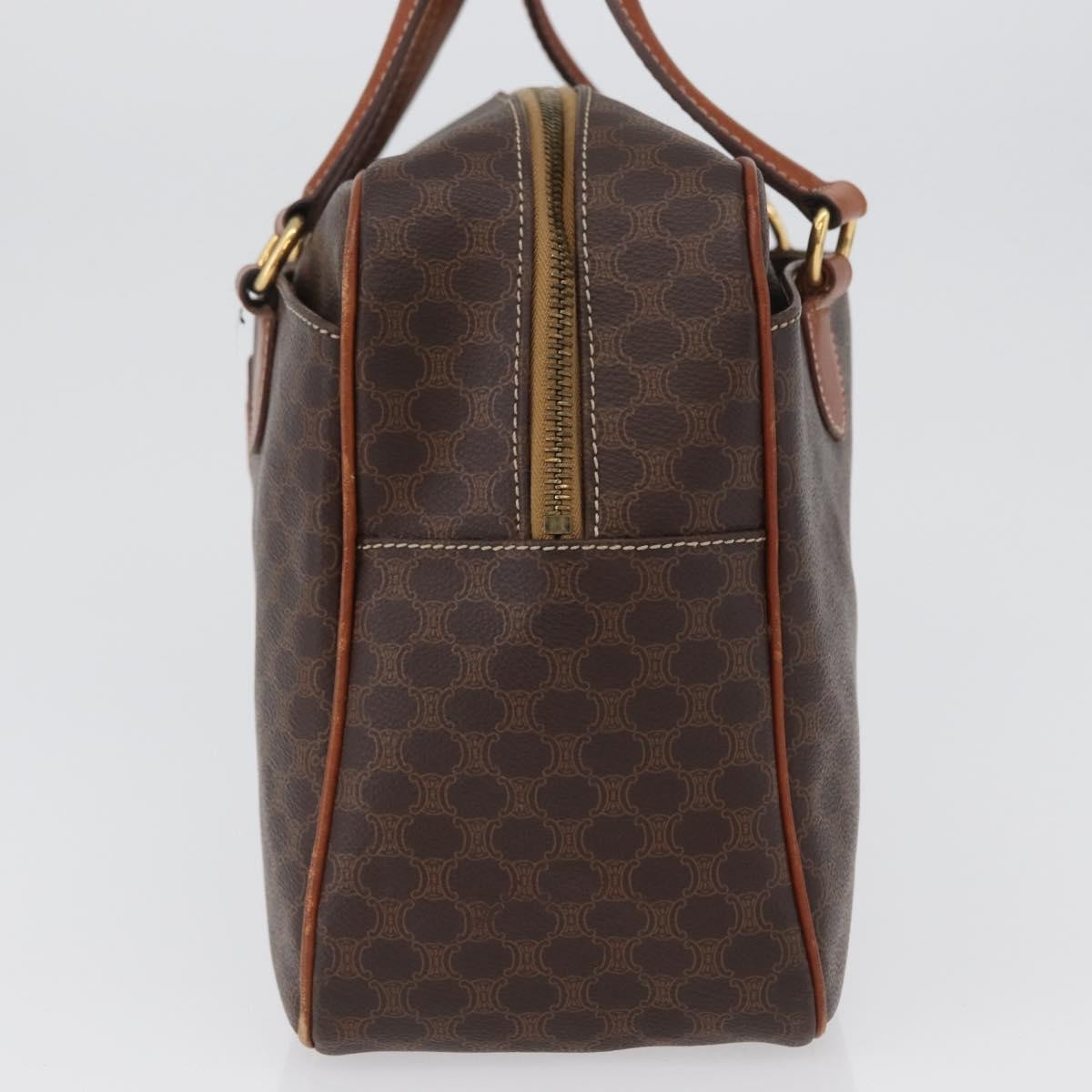 Celine Vintage Macadam Canvas And Leather Brown Canvas Handbag (Pre-Owned)