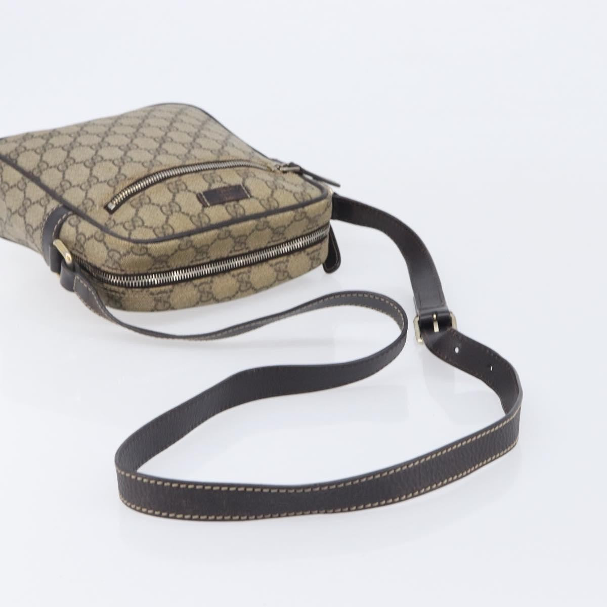 Gucci Front Zip Pocket Messenger Gg Coated Canvas Beige Canvas Shoulder Bag Bag (Pre-Owned)
