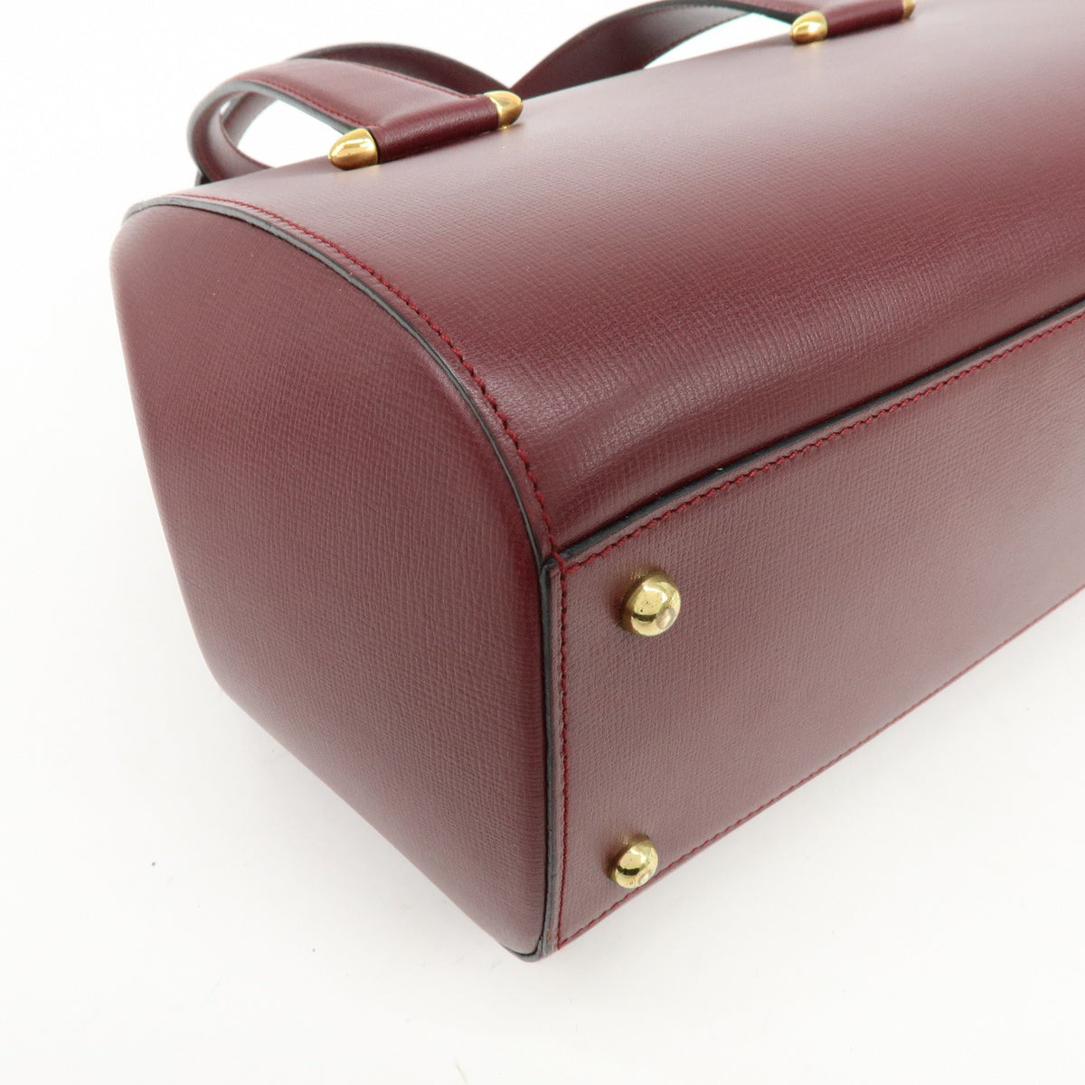 Cartier Must De Cartier Boston Leather Burgundy Leather Travel Bag Bag (Pre-Owned)