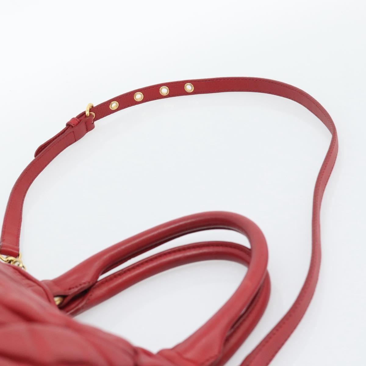 Miu Miu Matelassé Nappa Leather Top Handle Bag Leather Red Leather Shoulder Bag Bag (Pre-Owned)
