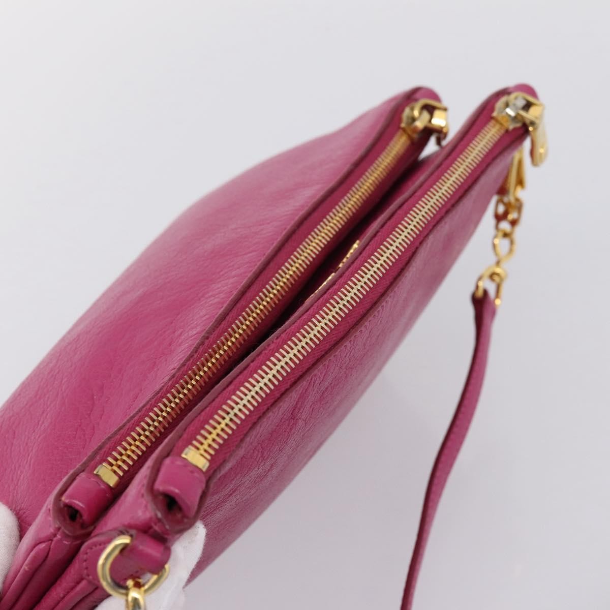 Miu Miu Madras Double Zip Leather Pink Leather Crossbody Bag Bag (Pre-Owned)