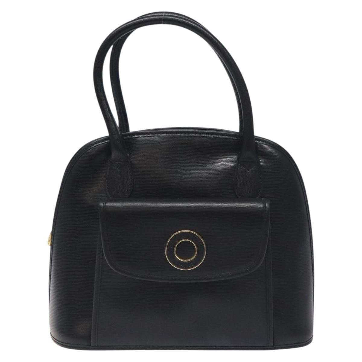 Celine Circle Logo Leather Black Leather Bag (Pre-Owned)