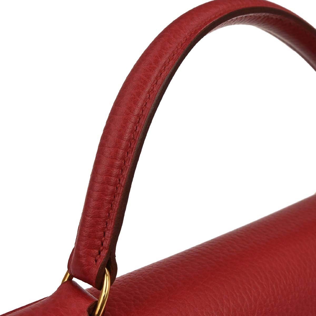 Hermes Kelly Retourne Ardennes Leather Red Leather Handbag (Pre-Owned)