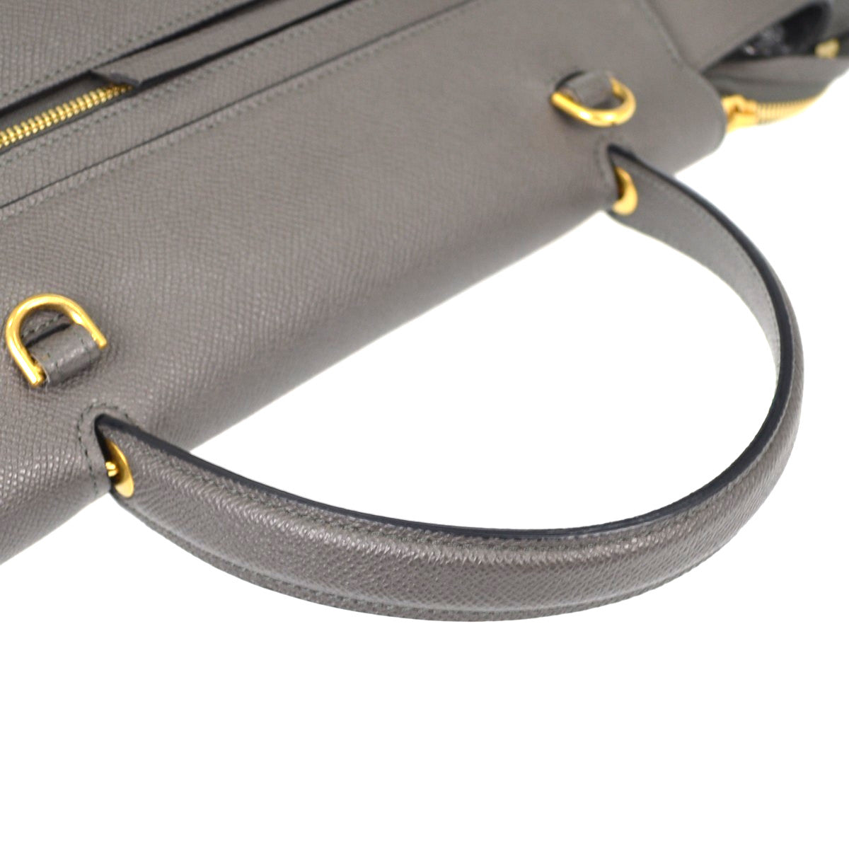 Celine Belt Textured Leather Gray Leather Handbag (Pre-Owned)