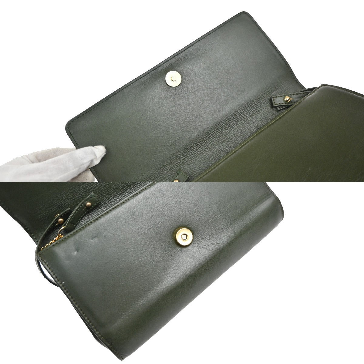 Celine Vintage Leather Green Leather Shoulder Bag Bag (Pre-Owned)