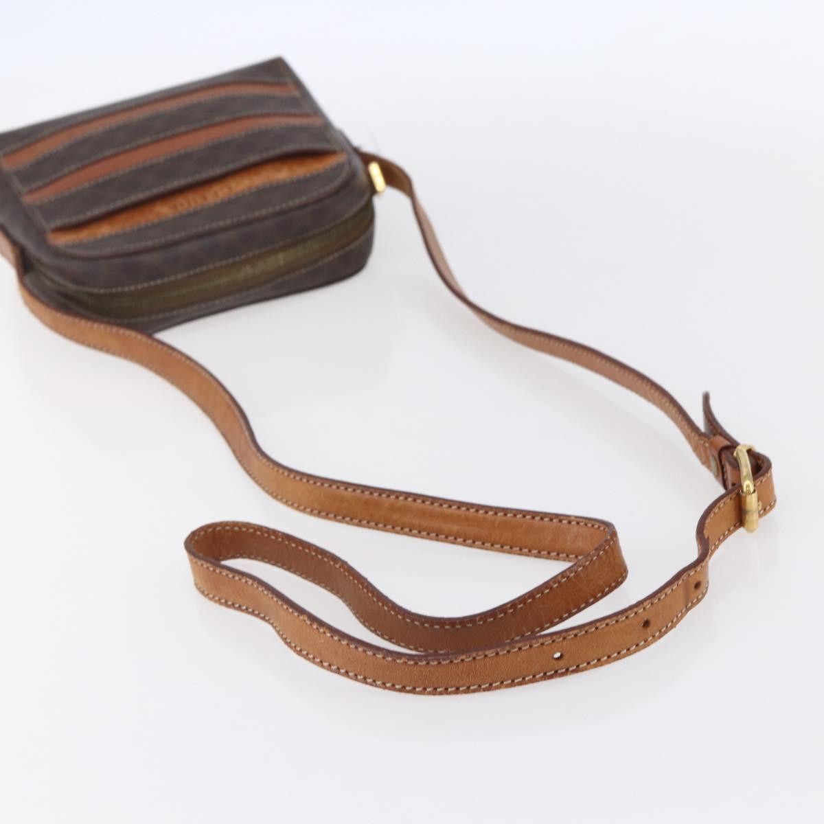 Celine Vintage Macadam Canvas And Leather Brown Canvas Shoulder Bag Bag (Pre-Owned)