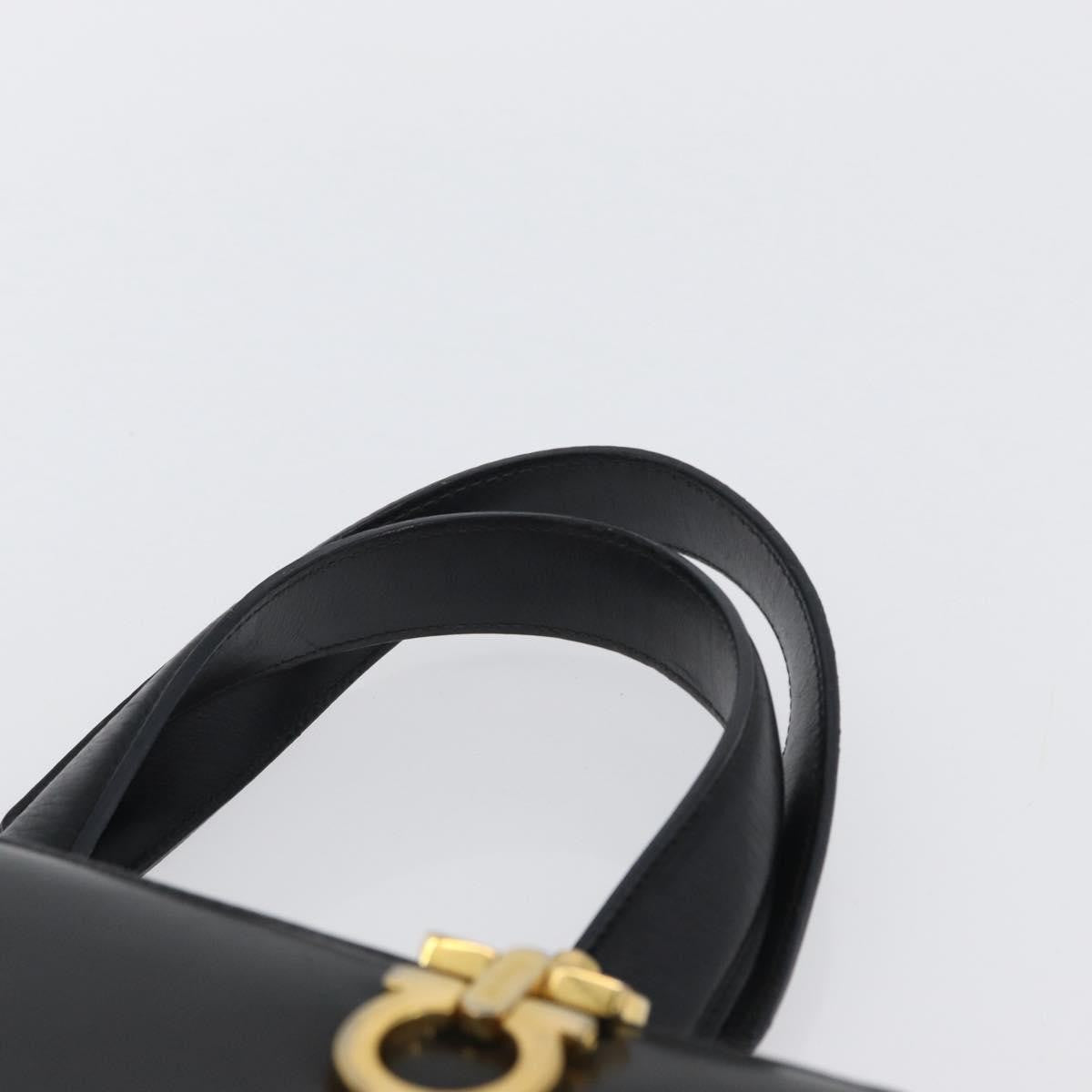 Salvatore Ferragamo Gancini Leather Black Leather Handbag (Pre-Owned)