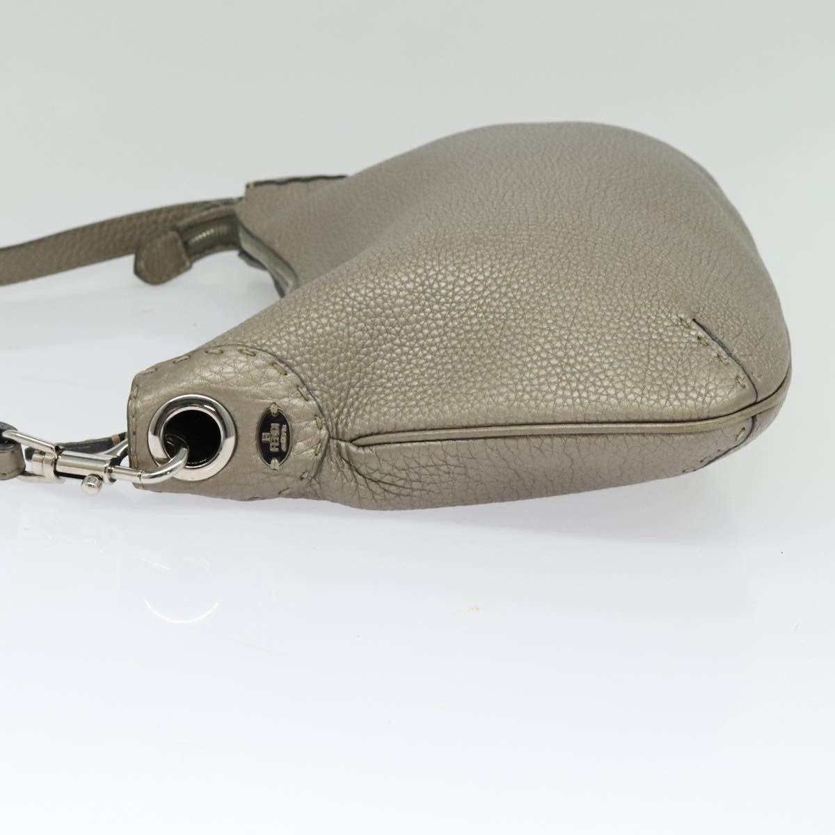 Fendi Selleria Leather Gray Leather Shoulder Bag Bag (Pre-Owned)