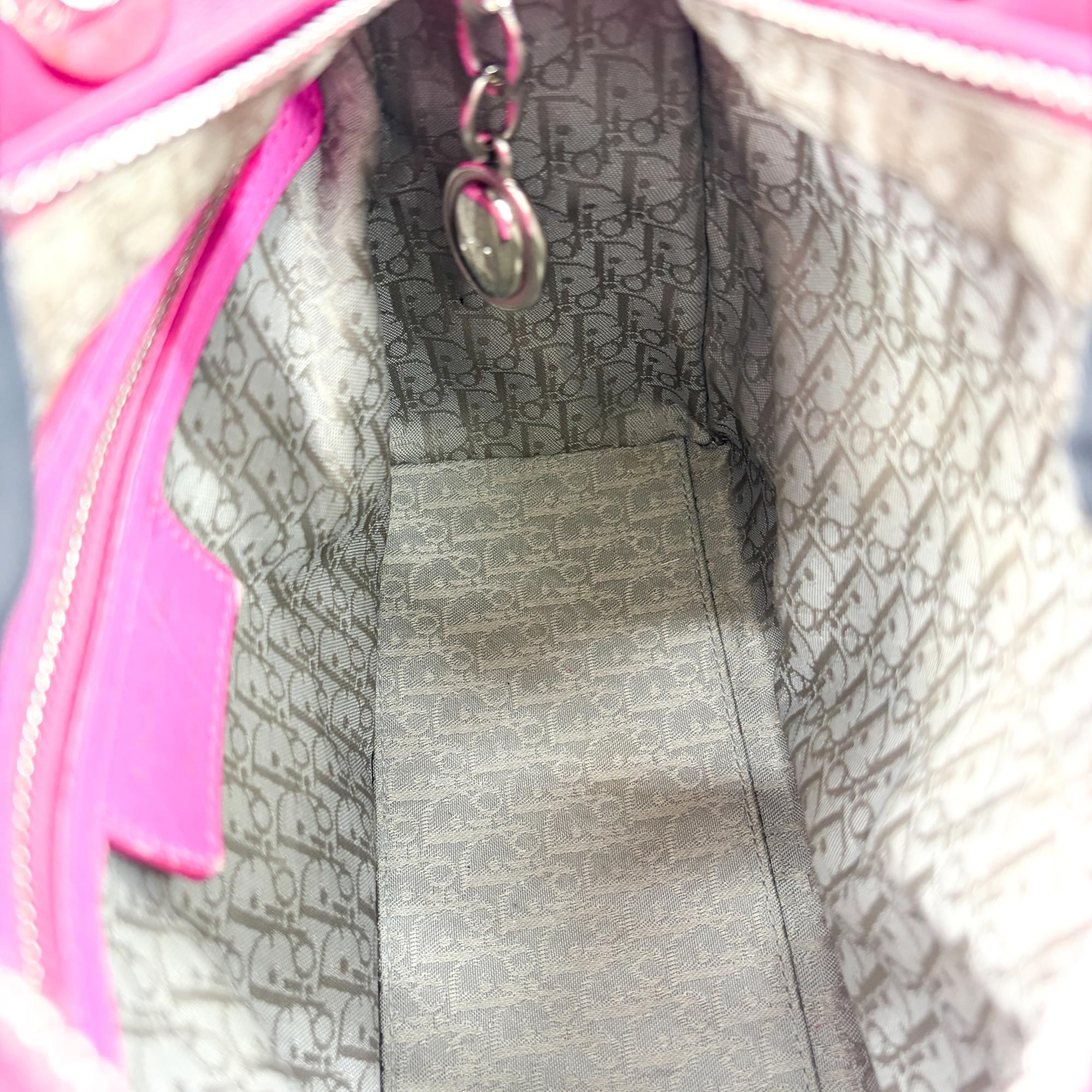 Christian Dior Lady Dior Bag Cannage Quilt Lambskin Pink Leather Handbag (Pre-Owned)