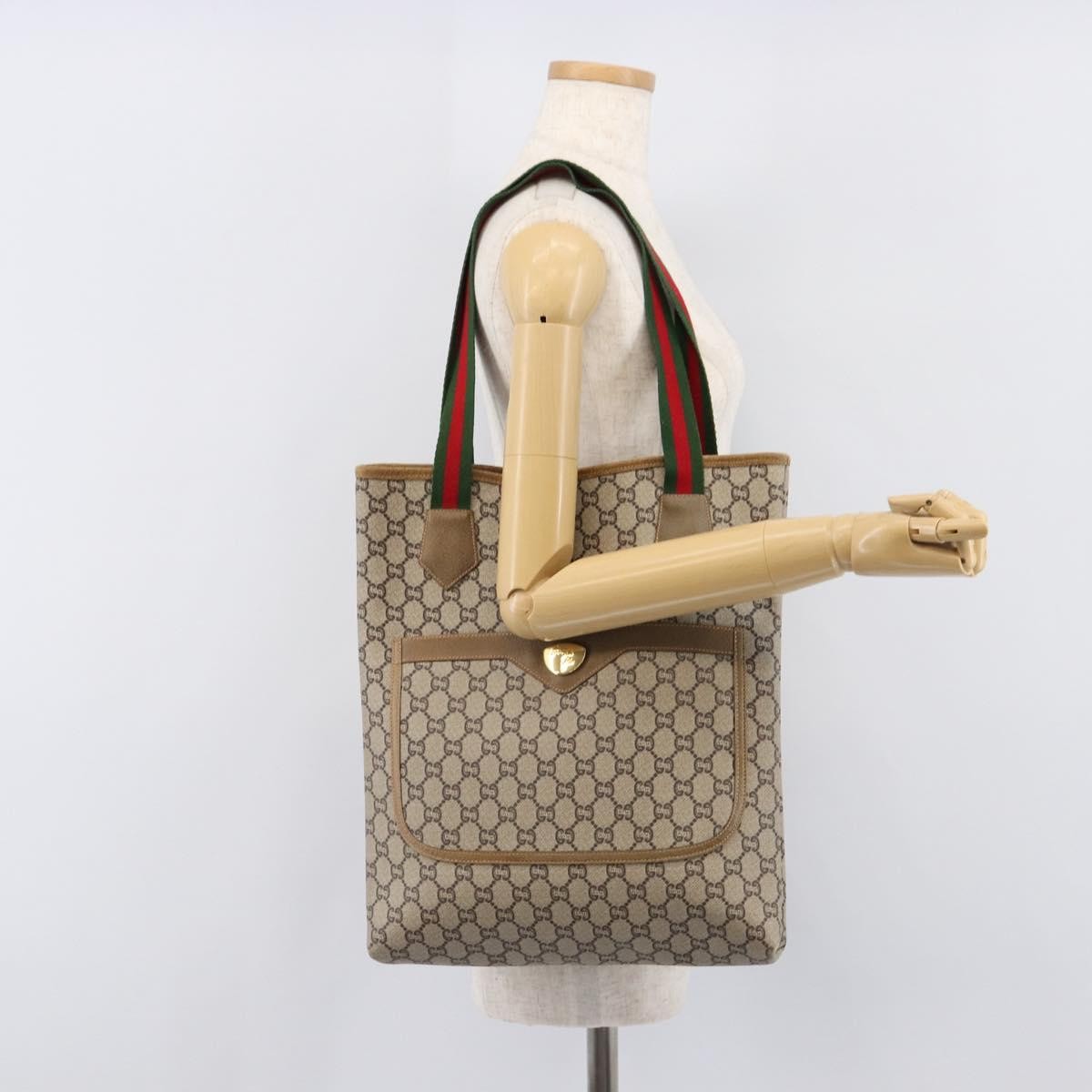 Gucci Ophidia Front Pocket Gg Coated Canvas Beige Canvas Briefcase Bag (Pre-Owned)