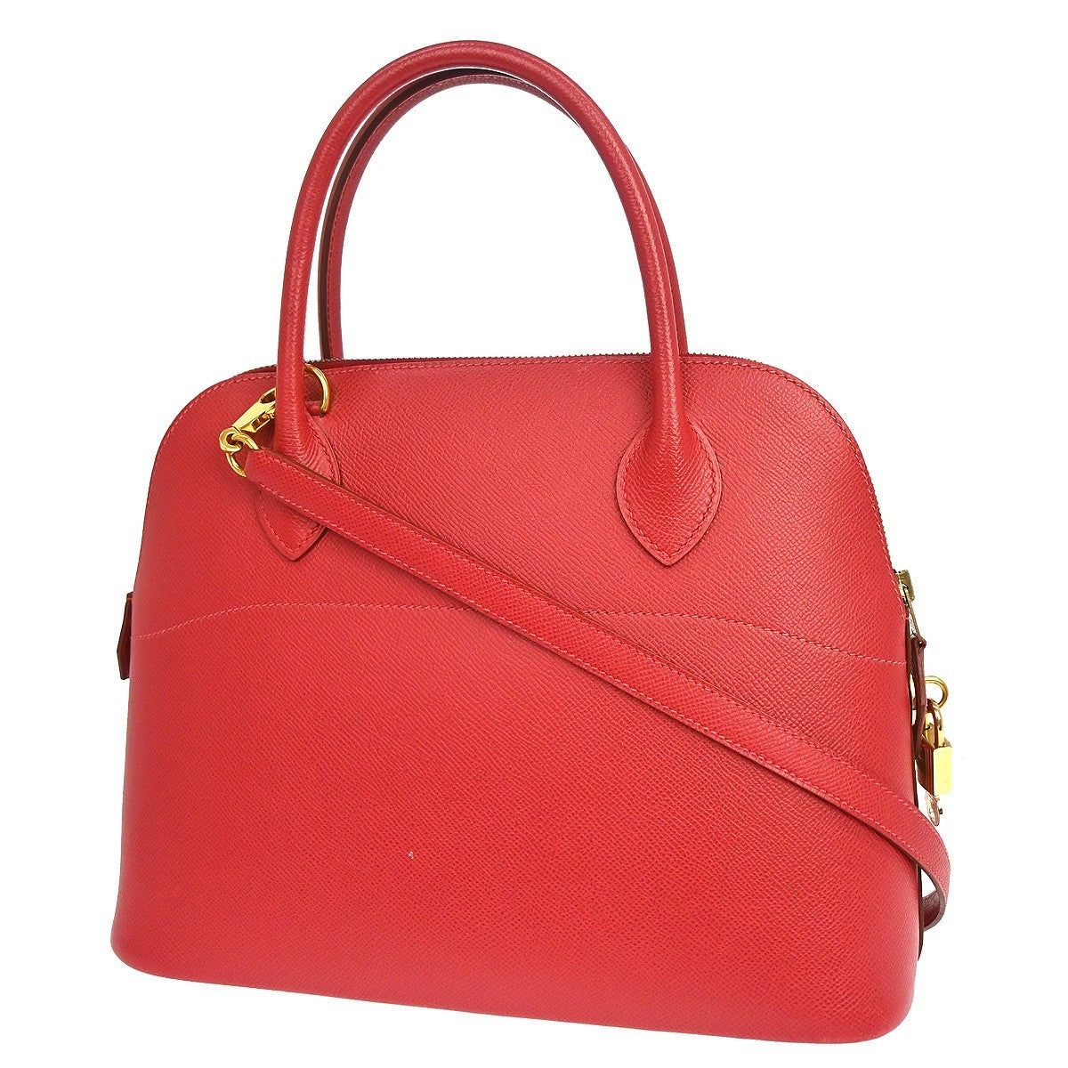 Hermes Bolide Courchevel Red Leather Handbag (Pre-Owned)