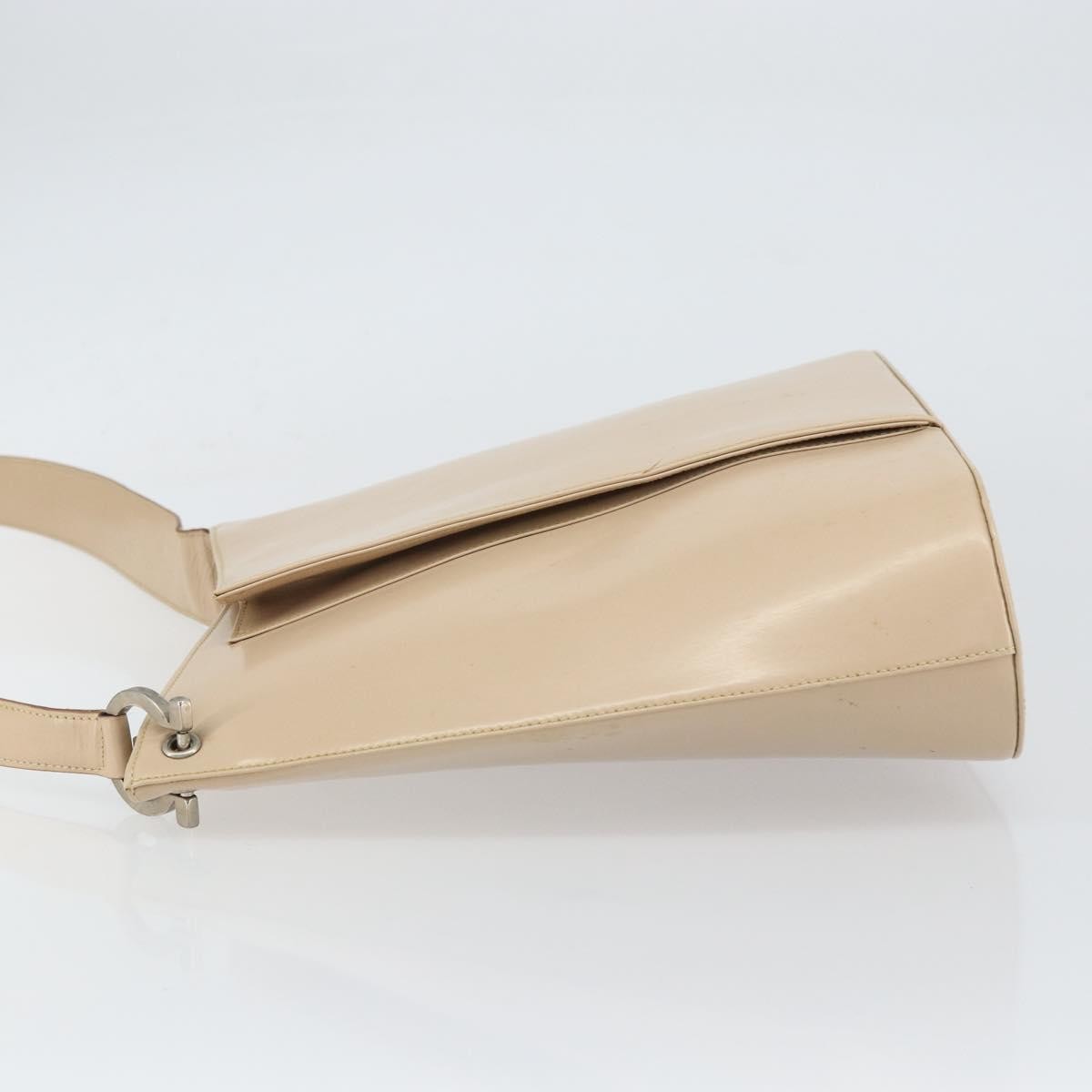 Salvatore Ferragamo Gancini Leather Beige Leather Shoulder Bag Bag (Pre-Owned)