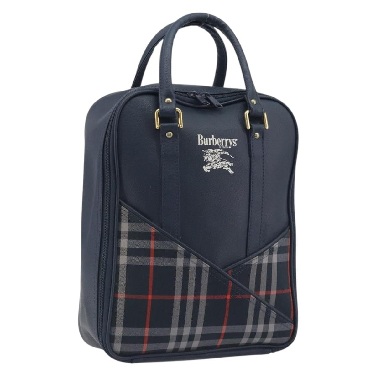 Burberry Nova Check Nova Check Canvas And Leather Navy Leather Handbag (Pre-Owned)