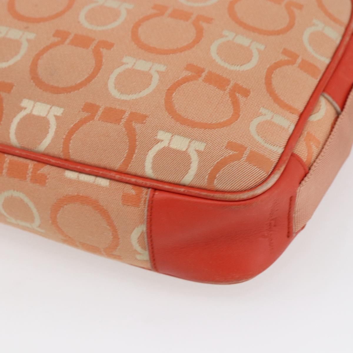 Salvatore Ferragamo Gancini Canvas Orange Canvas Shoulder Bag Bag (Pre-Owned)