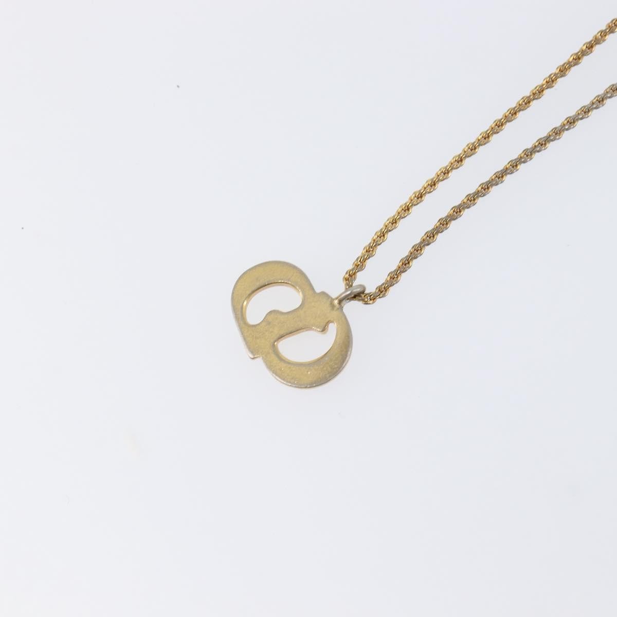 Christian Dior Vintage Cd Pendant Metal Gold Metal Necklace Jewelry (Pre-Owned)