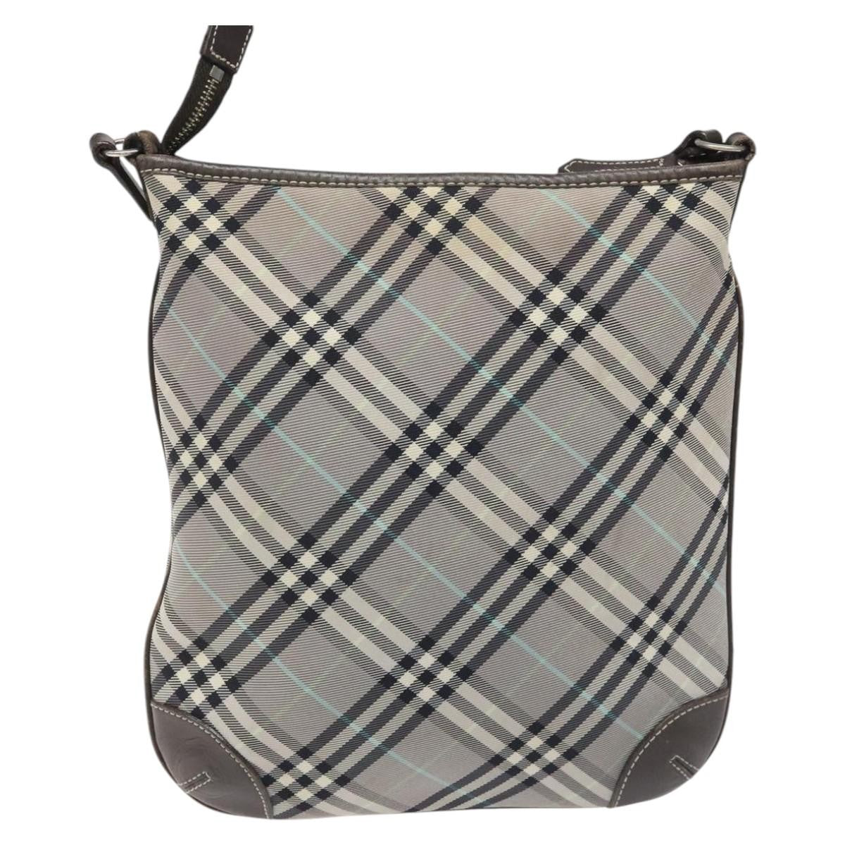 Burberry Nova Check Blue Label Nylon Gray Nylon Shoulder Bag Bag (Pre-Owned)